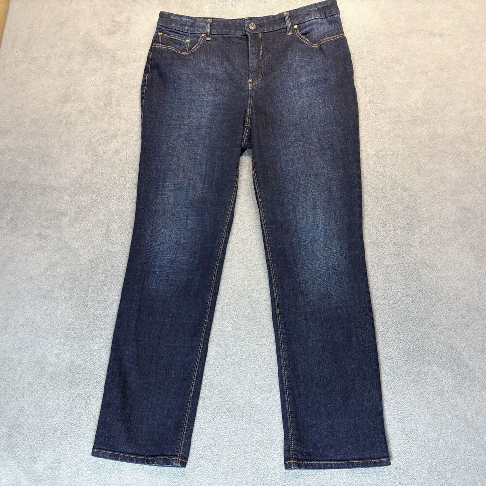 Chicos So Slimming Jeans Size 8 1.5 Short Dark Wash Straight Leg Stretch Denim